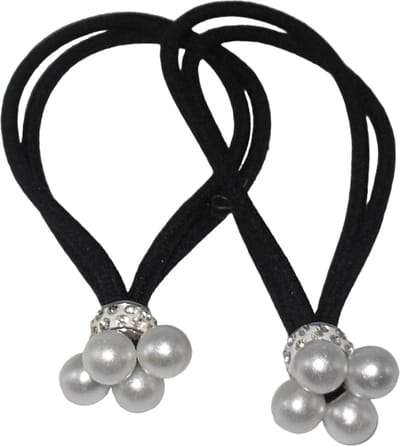Elastiek dubbel zwart met parels en strass