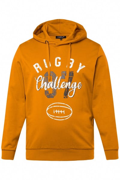 Men Plus - Heren - Hoodie printmotief capuchon - Kaneel - Maat L