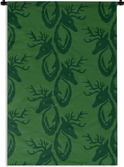Wandkleed - Wanddoek - Patronen - Groen - Hert - 60x90 cm - Wandtapijt