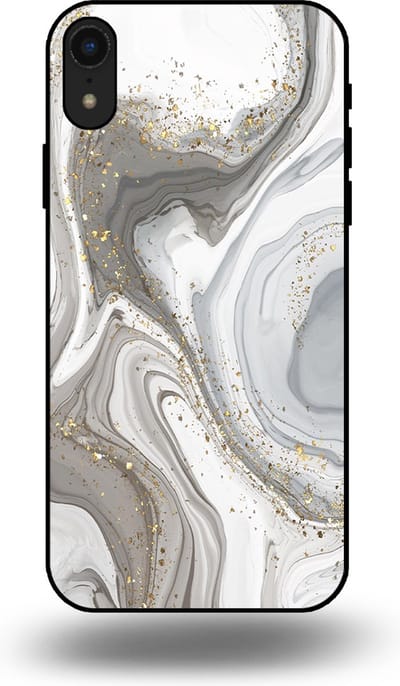 Smartphonica Telefoonhoesje geschikt voor iPhone Xr met marmer opdruk - TPU backcover case marble design - Zilver geschikt voor Apple iPhone XR