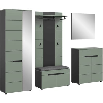 Canu kledingkastcombinatie inclusief zitkussen Smoke Green NB Basalt grey NB - 37x255x190cm