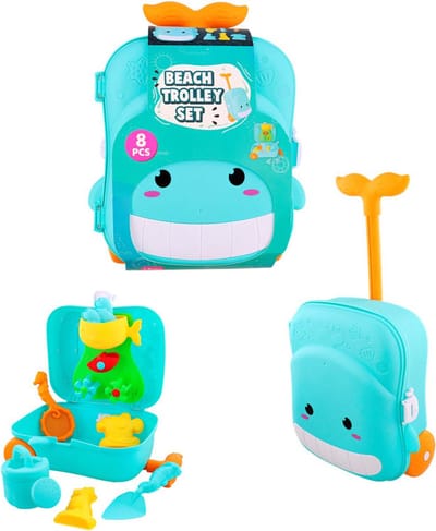 Walvis-trolley met zandspeelgoed - strand speelgoed kinderen - kinderspeelgoed jongens en meisjes