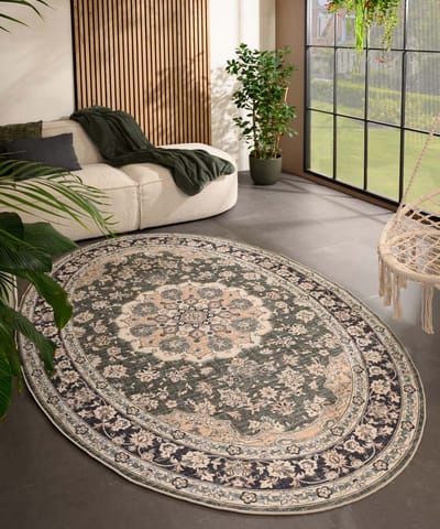 Vintage buitenkleed ovaal - Valenca Nova donkergroen 80x150