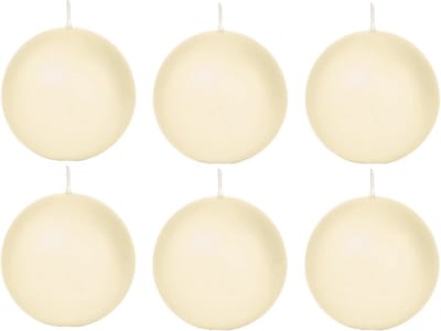 Trend Candles Bolkaars glad - 6x - cremewit - 7 cm - 16 branduren - ronde kaarsen