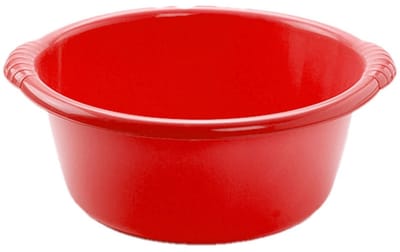 Plasticforte afwasbak teil - Set van 2x stuks - kunststof - rond - 10 liter - rood - Afmetingen 40 x 38 x 15 cm - Huishouden