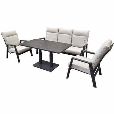 Barolo Pacific stoel bank dining loungeset 4 delig verstelbaar antraciet