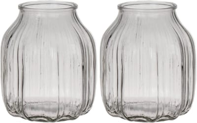 Bellatio Design Bloemenvaas klein - 2x - helder transparant glas - D14 x H16 cm - vaas