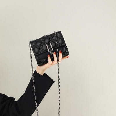 Nieuwe Crossbody Tas Herfst en Winter High-end Echt Leer Dames Tas Ketting Mini Vierkante Tas black