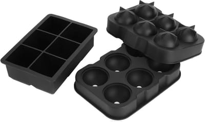 Buxibo IJsblokjes Tray Set - Rond en Vierkant - 2 x 3 Vormen - Set van 2