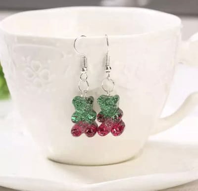 Akyol - beer oorbellen - oorbellen beertjes - Beertje - Cadeau - Sieraad - sieraad voor meisje - groen