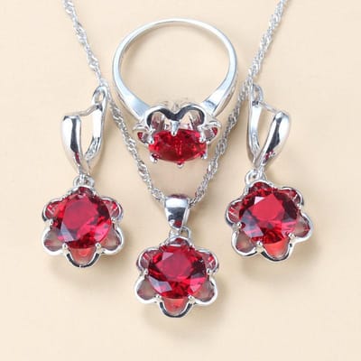 Fleur Romantique Mariage Bijoux Élégant Femmes Collier Et Boucles D'oreilles Ensembles Cadeau Saint-Valentin 7 gray