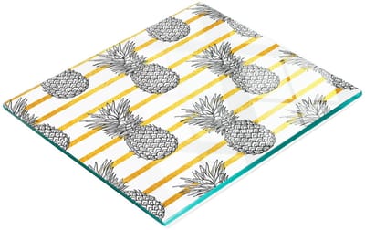 Multifunctionele decoratieve glazen snijplank voor de keuken met ananasreepjes, 60x52 cm