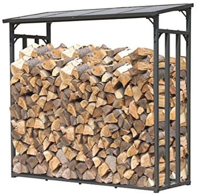 Metalen Haardhoutrek Antraciet 143 x 70 x 145 cm - Tuin Haardhout Opslag voor Buiten