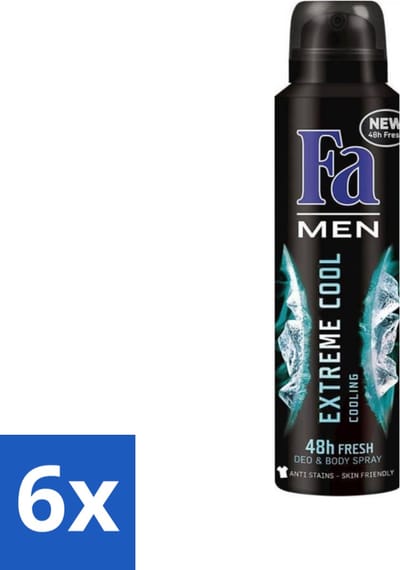 Fa Men - Extreme Cool - Deodorant Spray - Coolend - 150 ml - Voordeelverpakking - 6 stuks
