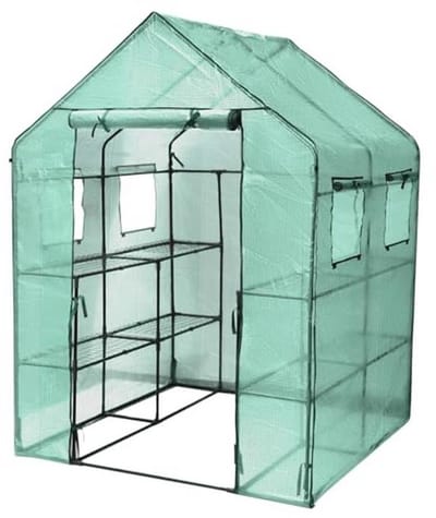 Groot tuinhuisje met foliekas en broeibed voor tomaten – 143 x 143 x 195 cm