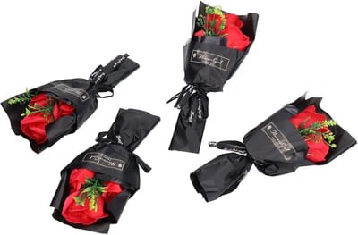 Rozenzeepbloemen Set - Decoratieve Bloemen - Feestelijke Decoratie - Levensechte Zeepbloemen - 4 Stuks