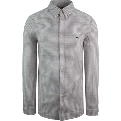 Lacoste Stretch Slim Fit Heren Grijs Overhemd