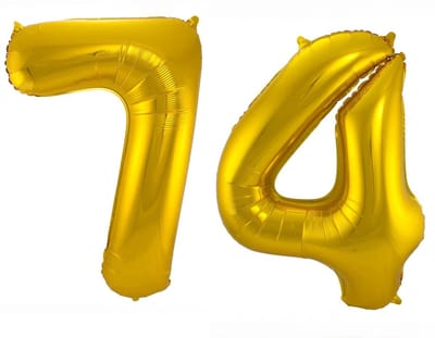 Folieballon 74 jaar - Goud - 86 cm