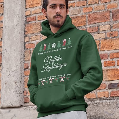 Friese Kerst Hoodie Groen Noflike Krystdagen Candy Cane - Maat XS - Uniseks Fit - Kerstkleding Voor Dames & Heren