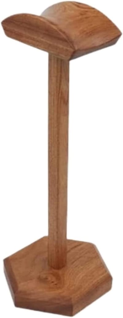Hoofdtelefoon Houder - Koptelefoonstandaard - Bureau Organisatie - Massief Houten Design - 30cm Hoog - Natuurlijk Hout
