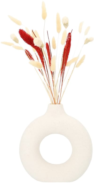 Vaas, Vazen, Gedroogde Bloemenvaas, Keramische Vaas, Decoratieve accessoires, Woonaccessoires, Scandinavisch, Keramiek, Gebroken wit met spikkels, 3,5 x 18 x 19,5 cm