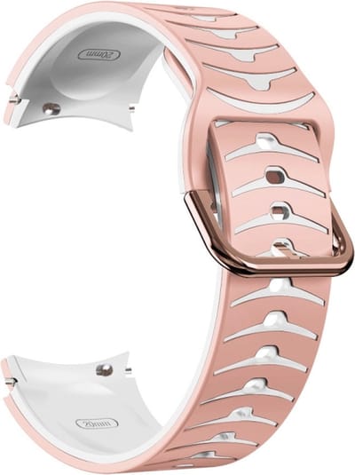 Siliconen bandje - geschikt voor Samsung Galaxy Watch 7 / Watch FE / Watch 6 / Watch 6 Classic / Watch 5 / Watch 5 Pro / Watch 4 / Watch 4 Classic - roze-wit