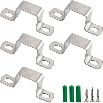 Set van 5 Vierkante Buisbeugels M80x20mm Roestvrij Staal U-Vormige Pijphangers