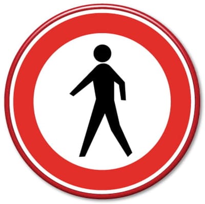 Verkeersbord verboden voor voetgangers - Weerbestendig Aluminium - Ø60 cm - Bevestiging: Met hekbeugels (voor spijlen- of gaashek)