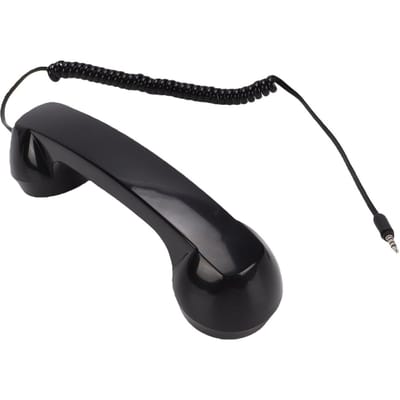 Récepteur de téléphone portable filaire vintage avec microphone et haut-parleur, prise jack 3,5 mm, pour appels vidéo noir