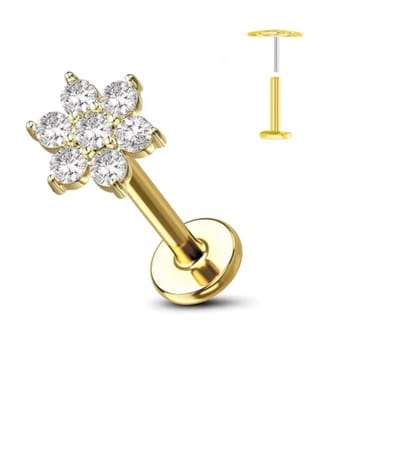 Piercing voor Oor - Kleur: Goud - Formaat: 12 x 6 MM - Titanium - Tragus / Kraakbeen / Helix / Conch - Oorpiercing - Piercing Sieraad - Hoge Kwaliteit - Labret Piercing - Luxe Sieraad - Oorbellen