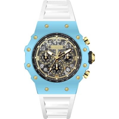 Invicta Racing 69652 Herenhorloge - Quartz Uurwerk - Acryl met Gouden Wijzerplaat - 43 mm