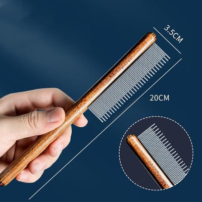 Kattenkam Roestvrij staal Pet Hair Remover Houten handvat Kattenhaarkam Pet Grooming Massage Hondenborstel Reinigingsgereedschap Huisdierenbenodigdheden