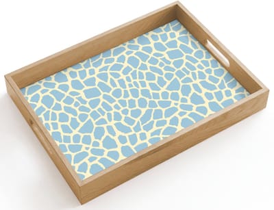 Dienblad hout 40x30 cm - Schootdienblad - Giraf - Modern - Blauw - Borrelplank rechthoek - Plateau dienbladen