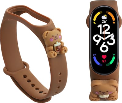 kwmobile Smartwatch horlogebandje geschikt voor Xiaomi Mi Band 7 / Band 6 / Band 5 bandje - Fitnesstracker band van TPU siliconen - bruin / wit