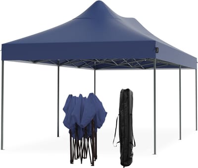 LifeGoods Partytent - Opvouwbaar - 3x6 m - Easy Up - Paviljoen - Waterdicht - Draagtas met Wieltjes - Donkerblauw