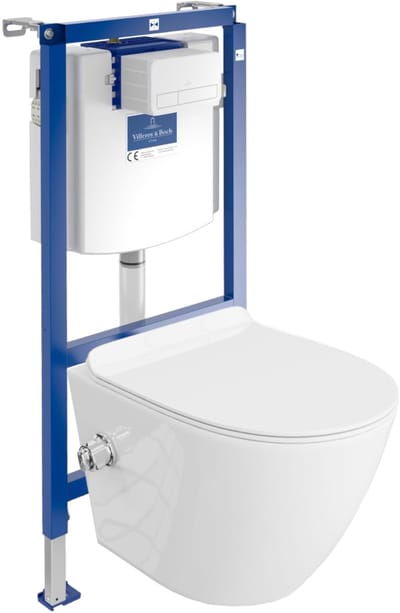 Villeroy&Boch Inbouwreservoir Complete Toiletset ViConnect H112 - Inbouw WC Hangtoilet Wandcloset SALTO - Bedieningsplaat Wit - Voorwandelement voor toilet - Installatiesysteem