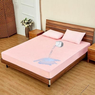 Waterdichte Matrasbeschermer Bamboevezel Badstof Matrasbeschermer Hoes Anti-Mijten Anti-Slip Bed Hoeslaken Zonder Kussensloop 71x132x25cm roze