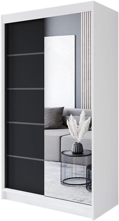 Schuifdeuren Kledingkast met Spiegel 120 cm - 200 x 58 cm - Slaapkamermeubels, Opslag, Multifunctionele Kast