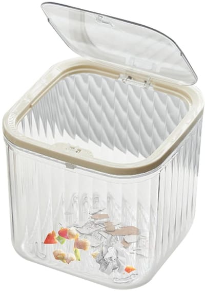 Bureauprullenbak Deksel - Afvalemmer Container - Bureau Organisatie - Transparant Ruimtebesparend - 15.5 cm Breed - Transparant