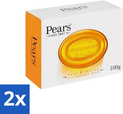 2 x Pears - Zeep - Transparant - Zacht - Gentle Care - 125 Gr - Zeep - Gezichtszeep - Lichaamzeep - Verzorgende Zeep - Transparante Zeep