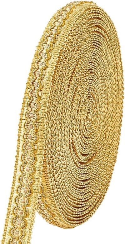 12m Gouden Gimp Braid Trim Golvende Kantlint, Decoratieve Tape, Stoflint voor Naaiwerk, Gordijnen en Kostuums