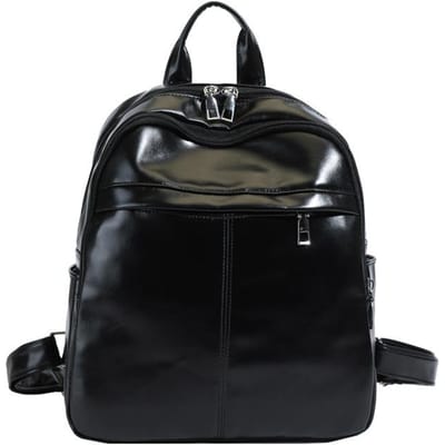 Sac à dos grande capacité pour étudiantes, Sac à dos en PU, Version coréenne, Doux et frais, Sac multi-poches noir