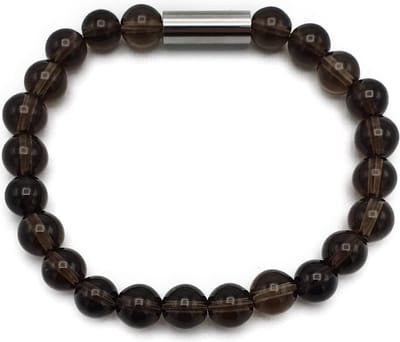 H-Beau - Handgemaakte Armband van Edelstenen - Natuurstenen - Rookkwarts Kralen - RVS Kraal - 8mm - lengte 18cm - Gepolijst – Transparant - Bruin - Dames - Unisex - Sterrenbeeld - Horoscoop - Stier - Steenbok