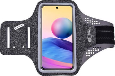 Hoesje Geschikt voor Xiaomi Redmi Note 10 (5G) hardloop telefoonhouder – armband - sportband - van stof - Zwart