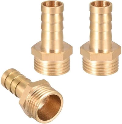 Set van 3 stuks 8mm Messing Slangconnectoren, 1/4 Inch Slangnippel, Adapter voor Water, Gas en Lucht