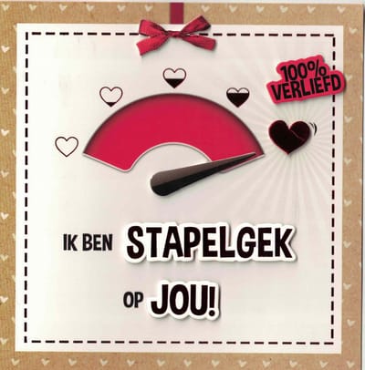 Kaart Valentijn - ik ben stapelgek op jou - 100% verliefd - Jij laat mijn hart sneller slaan - 17x17 - 3D kaart - rode envelop