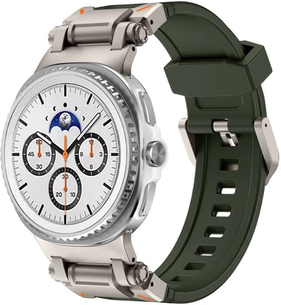Strap-it 'Explorer' sportbandje TPU geschikt voor Samsung Galaxy Watch 9 (40/44mm) / Watch 8 (40/44mm) / 8 Classic (46mm) – Blauw met Titanium connectors