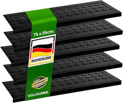 FLOORDIREKT Rubberen trapmat Coin - 25 x 75 cm - Zwart - 1 Stuk - Antislip voor traptreden - Voor Buiten