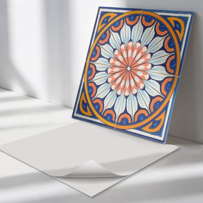 Wallfluent Vinyl Tegels - Bloemenpatroon met Details Wand PVC Tegels - 30 cm x 30 cm - Blauw Vinyl Tegels - Verpakking van 9 stuks - Vierkant PVC Tegels - Texturen Plaktegels - Vinyl Tegels Zelfklevend - Plaktegels Keuken en Badkamer