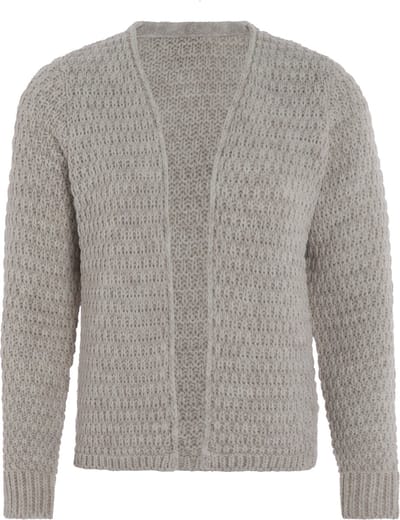 Knit Factory - Becky Gebreid Vest - Gebreide dames cardigan - Kort vest op heuphoogte - Grijs damesvest gemaakt uit 30% wol en 70% acryl - Iced Clay - 36/38